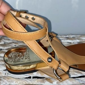 Women’s Vince Camuto Size 10 Tan Leather Gold Sole Sandals